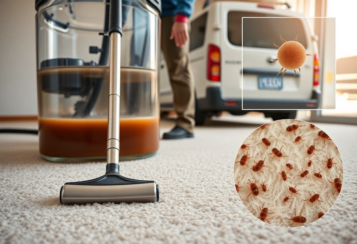allergen removal by carpet cleaners in allen tx sgn Technician cleaning carpet fibers to reduce household dust and allergens